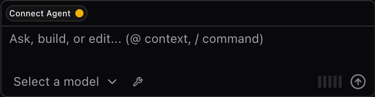 The Connect Agent badge in the header of the editor's chat panel